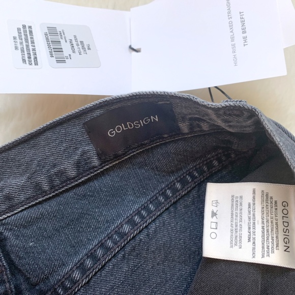 GOLDSIGN Benefit High Rise Relaxed Straight Farrow Cotton Jeans - Picture 12 of 13